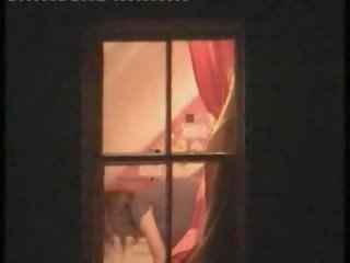 Gyönyörű modell elcsípett meztelen -ban neki szoba által egy ablak peeper