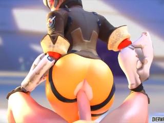 أقرن و غير مطيع tracer من overwatch يحصل على كس.