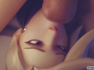 Ginintuan ang buhok ikot puwit mercy mula overwatch fucked taos-puso.