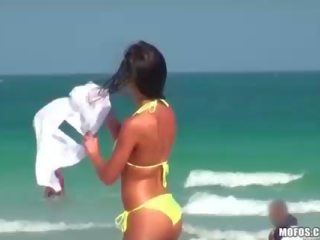 Bikini beach femme fatale spied on and rammed
